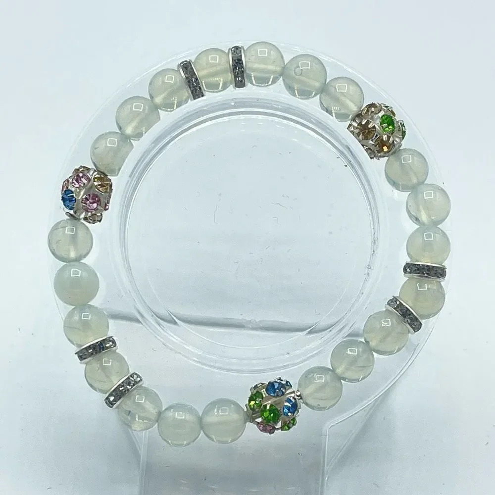 Crystal beaded stretch bracelet ONE NEW opalite reiki meditation yoga